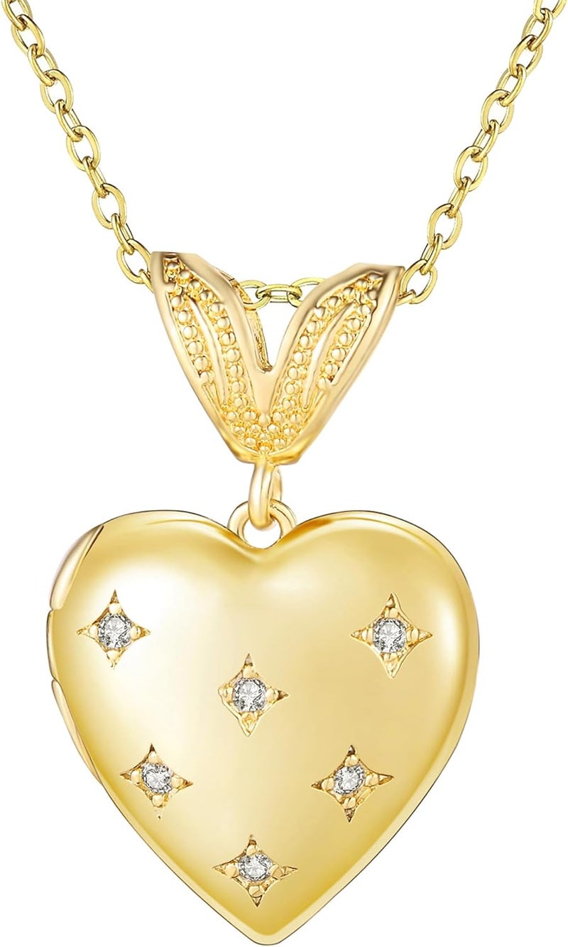 YOUFENG Love Heart Locket Necklace that Holds Pictures Photo Locket Birthday Gifts - Image 1
